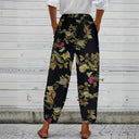 Floral Print Women's Wide-Leg Trousers with Stretch Waist