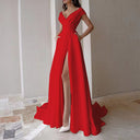 Chic Maxi Dress with Deep V-Neck and Side Slit