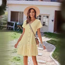 Chic Women's Ruffle Dress with Button Detail