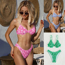 Women's High-Cut Bikini Set with Padded Top and Adjustable Straps