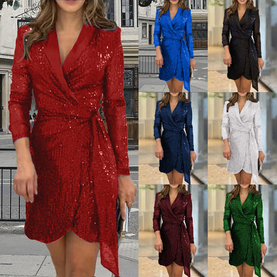 Glamorous Sequin Mini Dress with Wrap Design