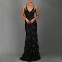 Stunning Long Sequin Evening Dress with V-Neck