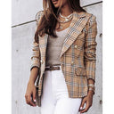 Chic Women's Checkered Blazer with Stylish Cut and Premium Button Accents