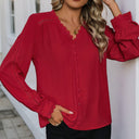 Chiffon Blouse with Lace Accents and Button Design