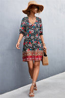 Floral Women's Dress in Flowing Fabric