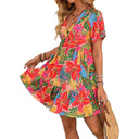 Floral Ruffle Short-Sleeve Women's Dress