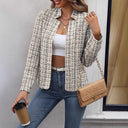 Chic Women's Tweed Blazer Jacket – Structured Design