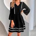 V-Neck Women's Dress with Lace Trim