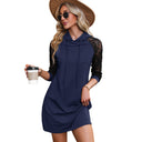 Women's Hooded Dress with Lace Sleeves