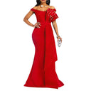 Floral Bodice Women's Evening Dress with Flowing Hem