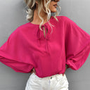 Chic Women's Blouse with Wide Sleeves and Bow Detail
