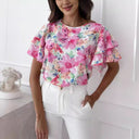 Floral Ruffle Blouse for Women