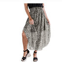 Trendy Leopard Print Maxi Skirt with Asymmetrical Hem for Women