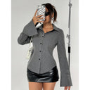 Women's Striped Flared Sleeve Blouse - Chic Style