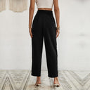 Chic Harem Pants with Tie Belt and Button Accents