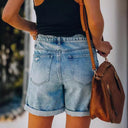 Trendy Women's Denim Shorts with Distressed Accents