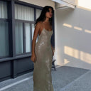 Chic Shiny Evening Dress with Spaghetti Straps