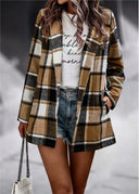 Women's Long Checked Blazer in Contemporary Style