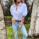 Chic Puff Sleeve Blouse with Classic Collar