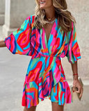 Animal Print Women's Wrap Dress with Statement Sleeves