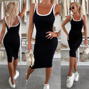 Chic Women's Midi Dress with Wide Straps