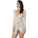 Women's Chic Wrap Party Dress with Glittering Accents