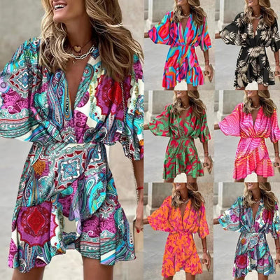 Animal Print Women's Wrap Dress with Statement Sleeves
