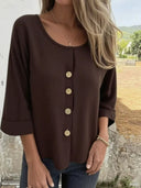 Chic Women's Blouse with Button Accents