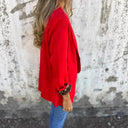 Chic Women's Blazer with Animal Print Sleeves