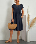 Chic Linen Dress with Pockets for Women