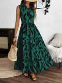 Chic Women's Tie Waist Shirt Dress with Flared Skirt