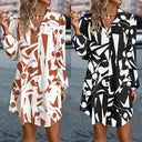 Graphic Print Women's Shirt Dress with Tie Belt