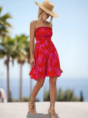 Floral Ruffle Summer Dress for Women with Elastic Waist