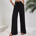 Chic Women's Palazzo Pants with Elastic Waist and Pockets