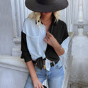 Stylish Women's Asymmetrical Blouse with Button Placket and Chest Pocket