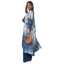 Floral Print Women's Kimono with Ruffled Sleeves