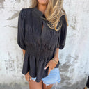 Chic Ruffled Blouse with Button Placket for Women