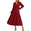 Chic Women's Maxi Dress with Button Details and Flowing Sleeves