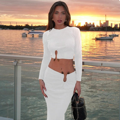 Chic Midi Dress with Unique Cut-Out Design