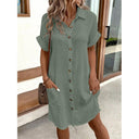Chic Button-Up Shirt Dress with Pockets