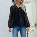 Chic Women's Ruffle Blouse with Sheer Design