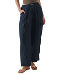Stylish Women's Linen Cargo Pants with High Pockets