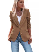 Chic Women's Blazer with Gold Buttons and Structured Fit