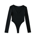 Chic Long Sleeve Deep V-Neck Bodysuit for Women