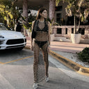 Chic Women's Pearl-Embellished Mesh Top