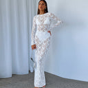 Chic Lace Maxi Dress with Long Sleeves and Sheer Details