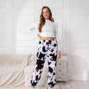 Leopard Print Fleece Lounge Pants for Women