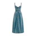 Chic Women's Denim Dress with Button Placket