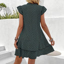 Boho Ruffle Dress with High Neck Collar