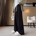 High-Waisted Knit Trousers with Stylish Tie Band